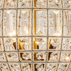 Antique Brass Crystal Globe Chandelier