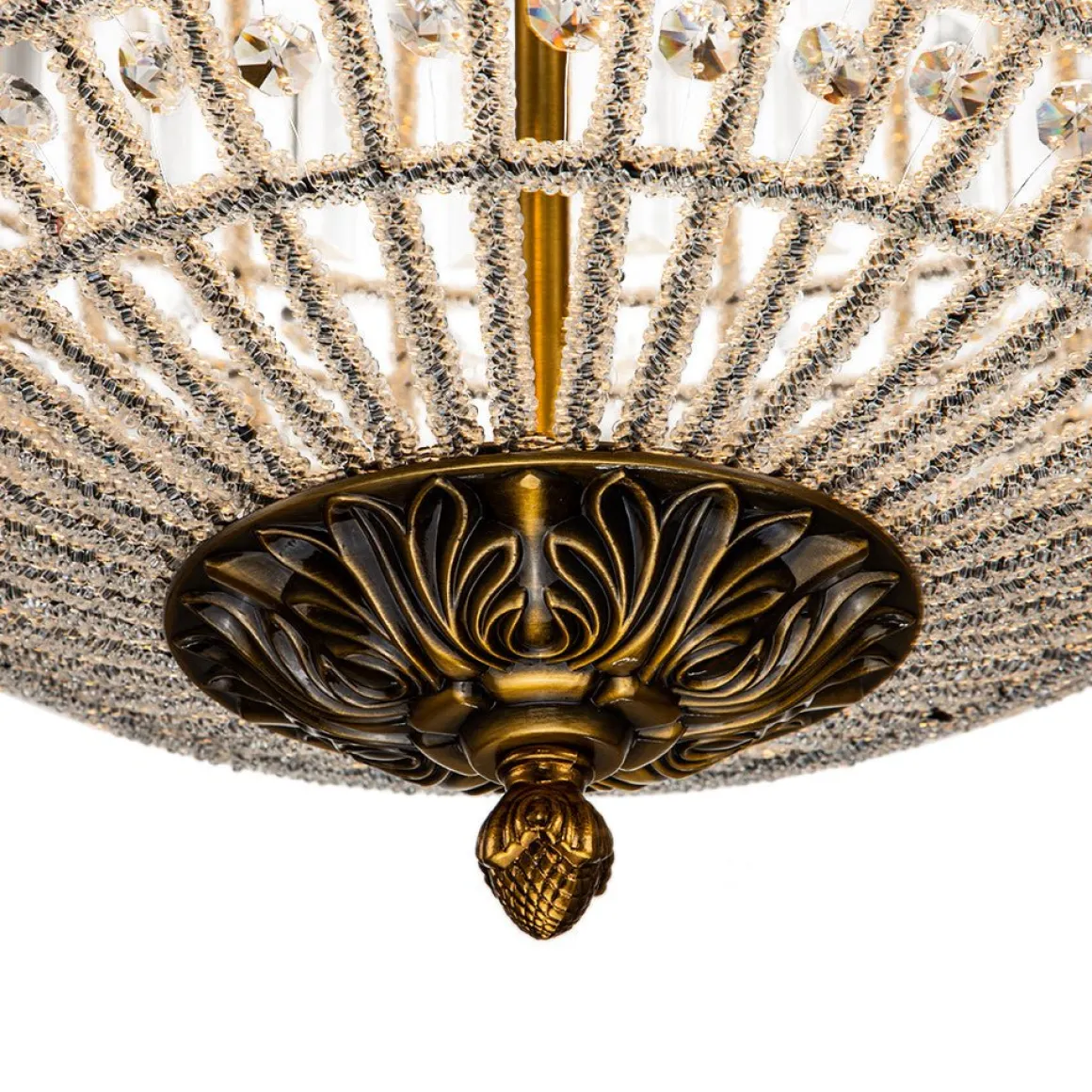 Antique Brass Crystal Globe Chandelier