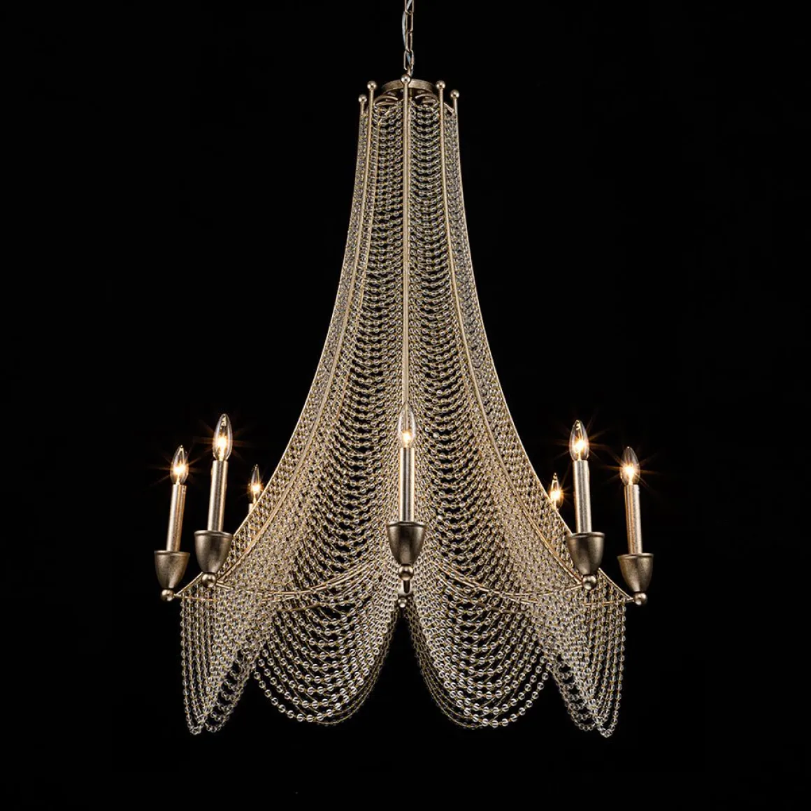 Antique Candle Style Crystal Bead Empire Chandelier