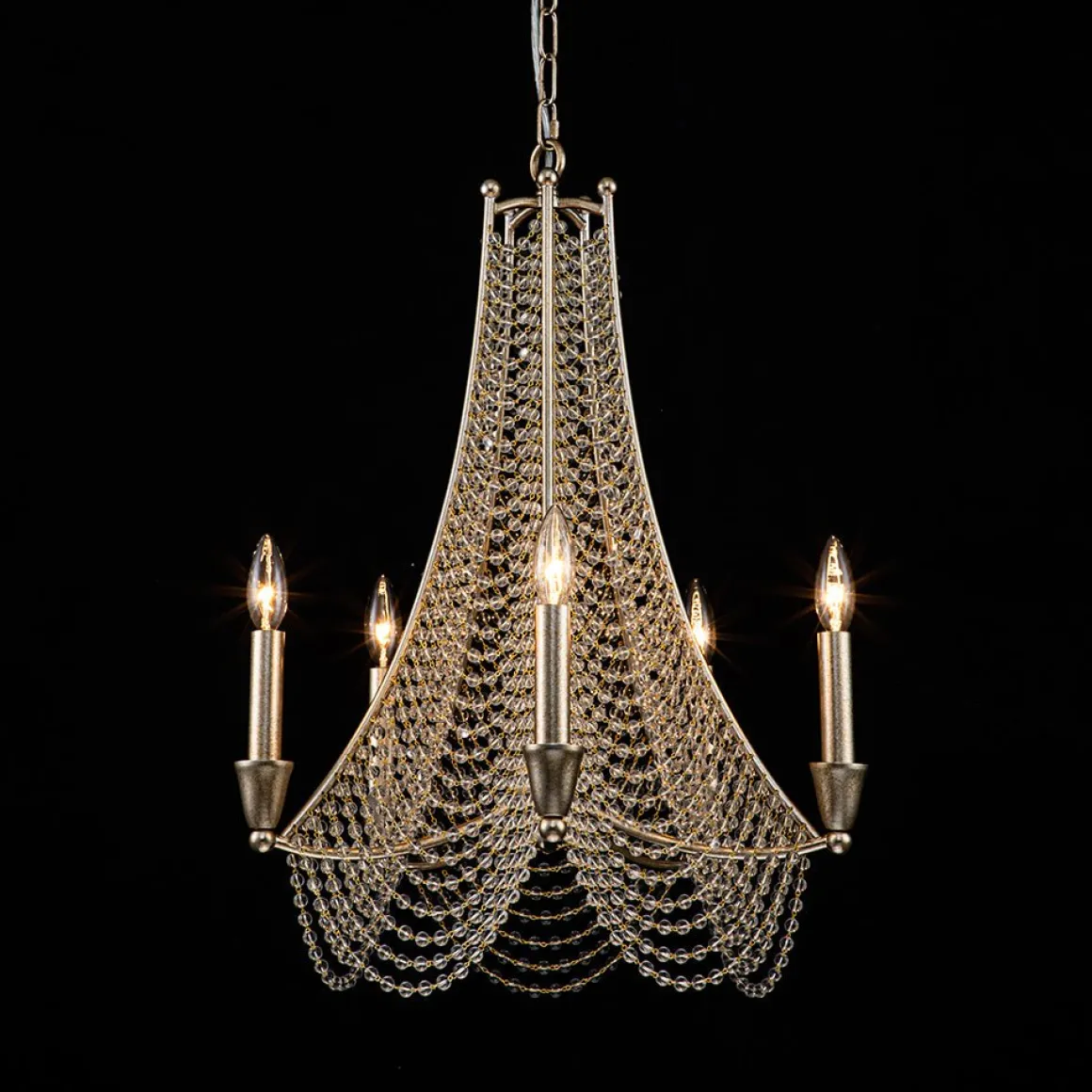 Antique Candle Style Crystal Bead Empire Chandelier