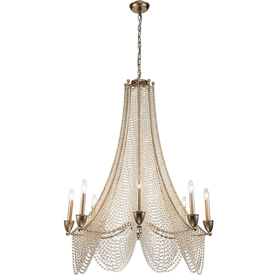 Antique Candle Style Crystal Bead Empire Chandelier