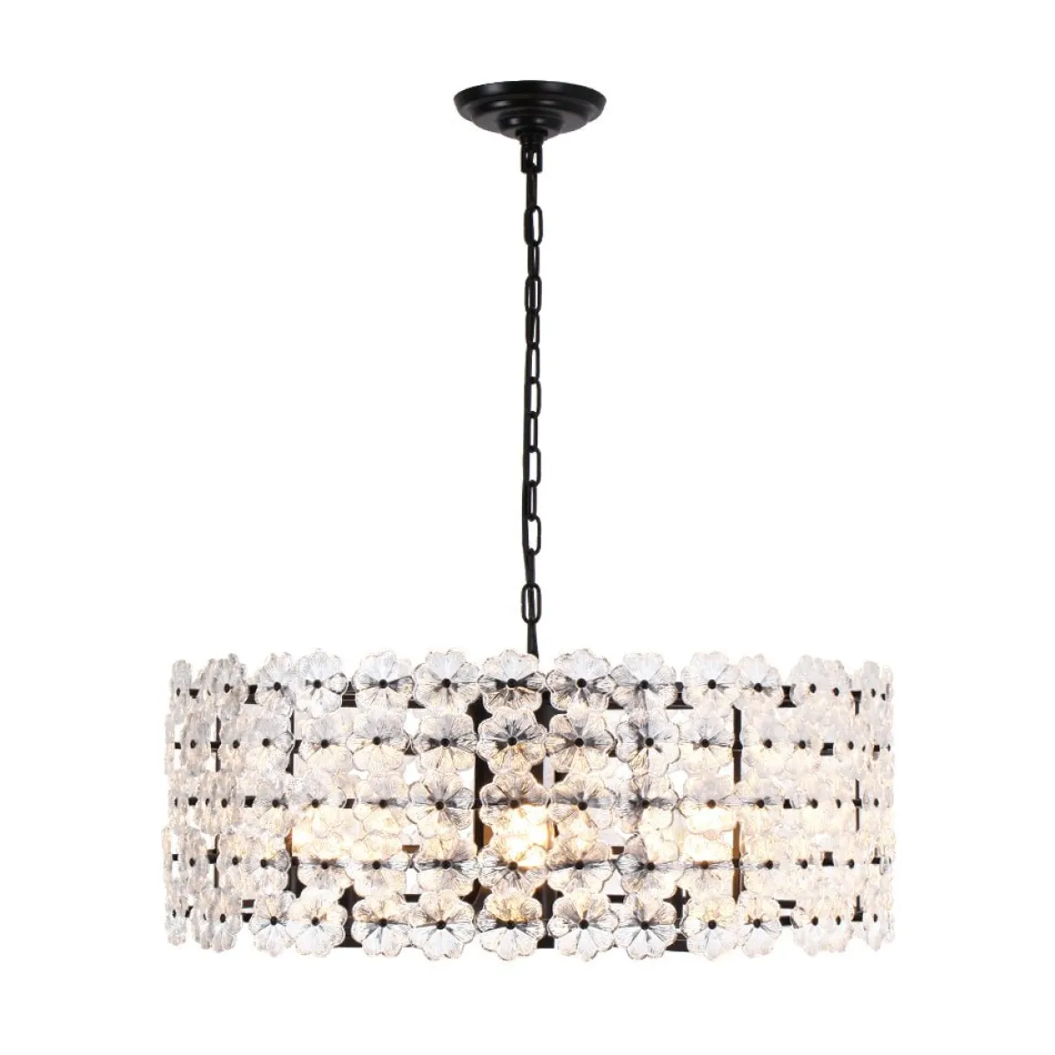 Art Deco Blossom Floral Cage Drum Lantern Pendant Light