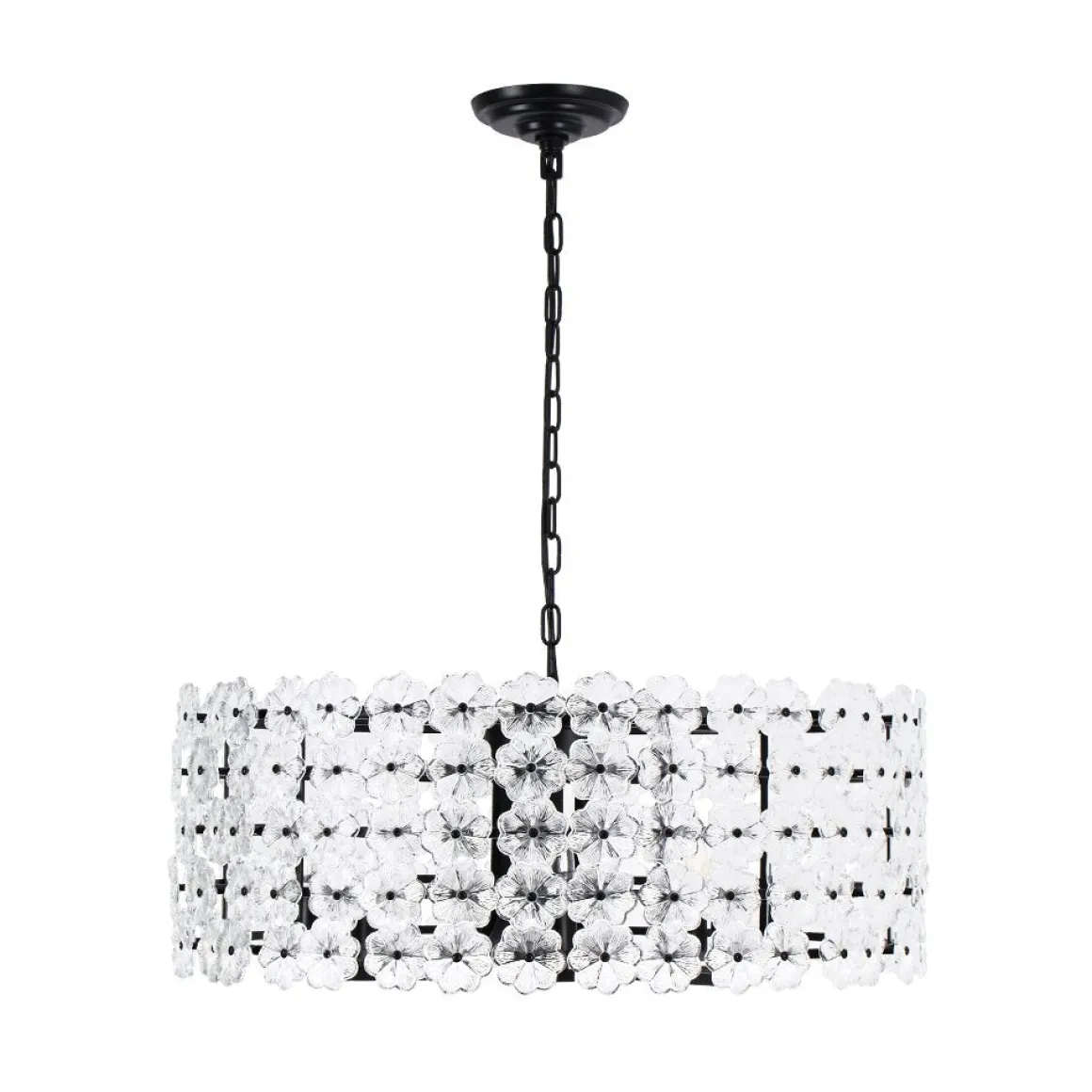 Art Deco Blossom Floral Cage Drum Lantern Pendant Light