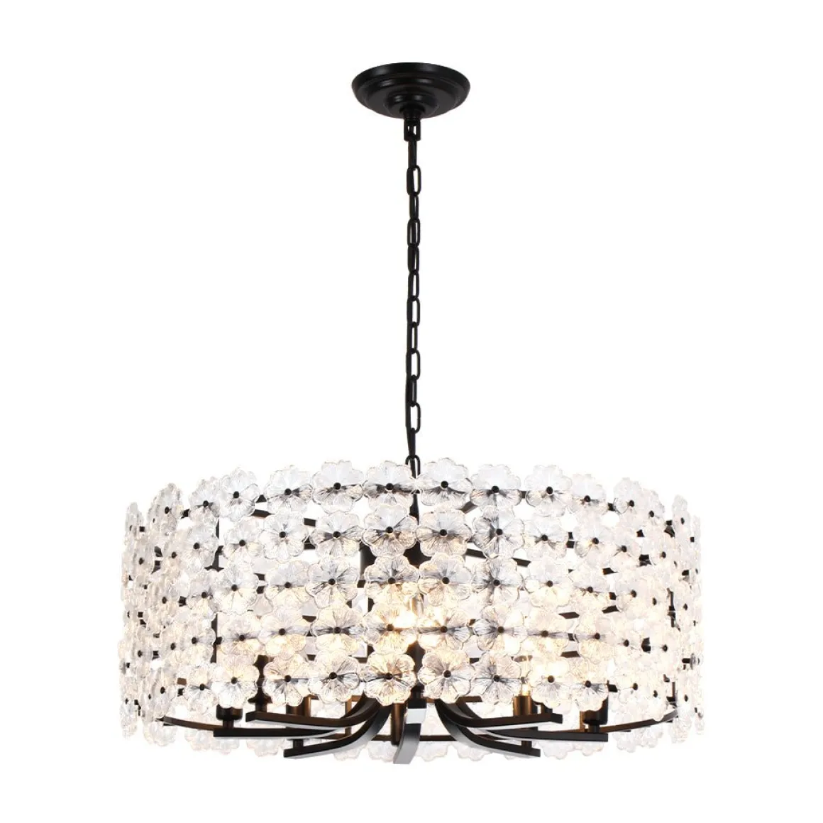 Art Deco Blossom Floral Cage Drum Lantern Pendant Light