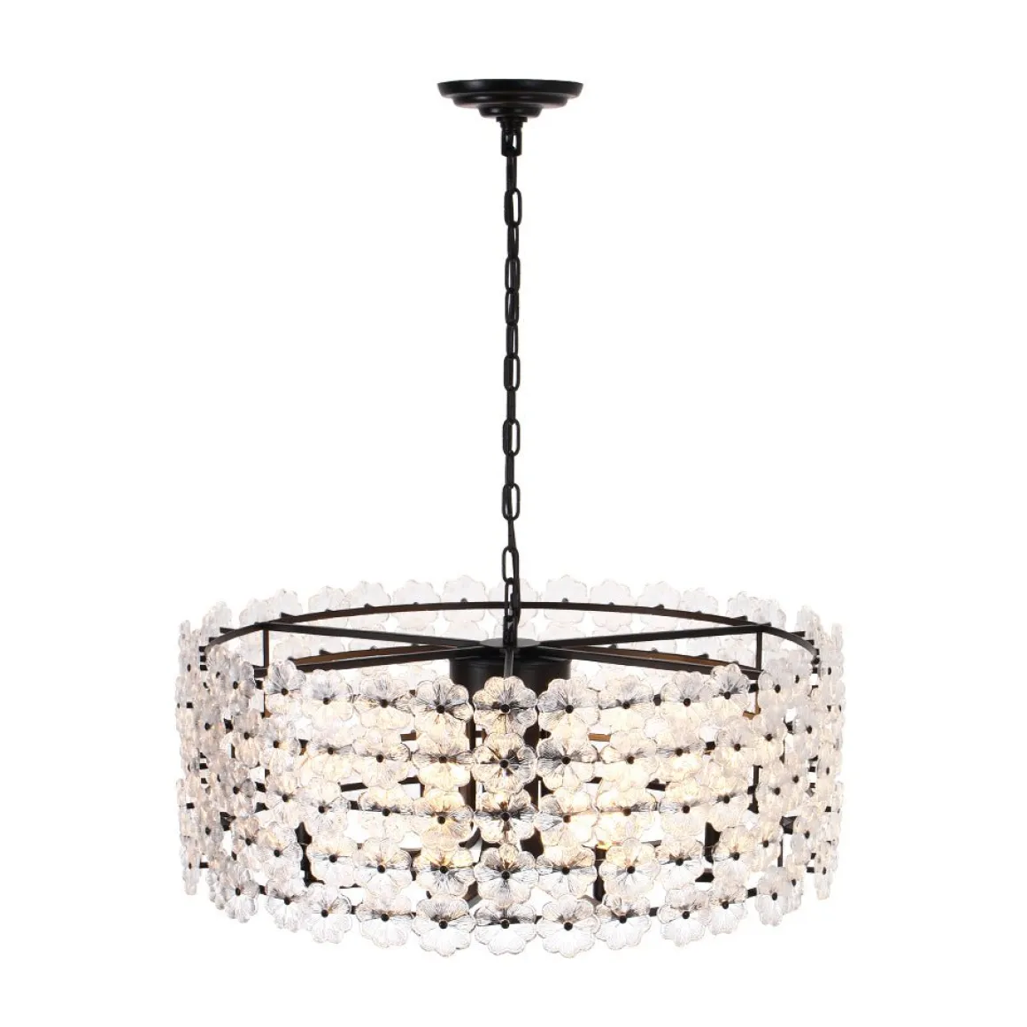 Art Deco Blossom Floral Cage Drum Lantern Pendant Light