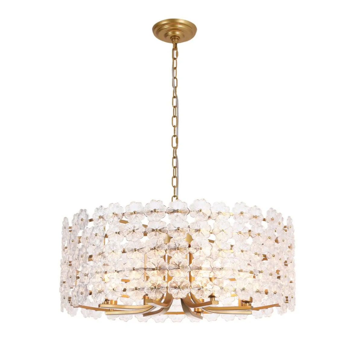 Art Deco Blossom Floral Cage Drum Lantern Pendant Light