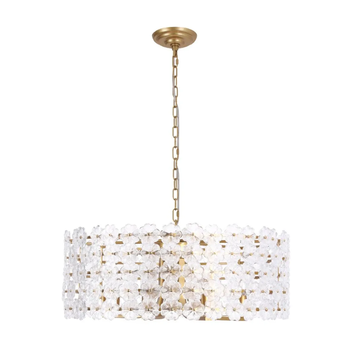 Art Deco Blossom Floral Cage Drum Lantern Pendant Light