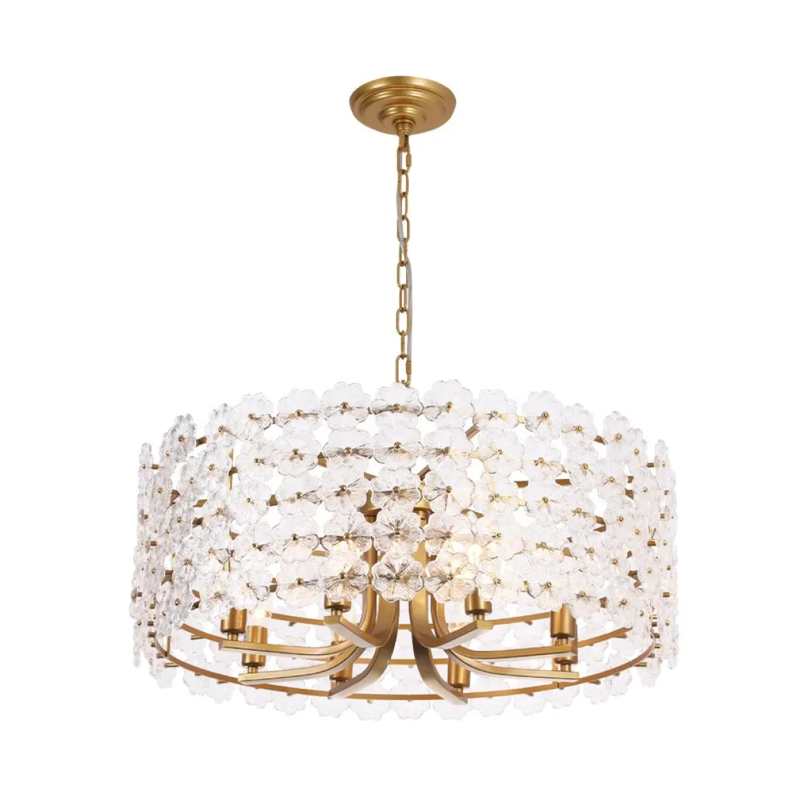 Art Deco Blossom Floral Cage Drum Lantern Pendant Light