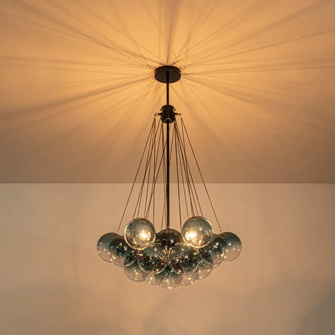 Art Deco Color Cluster Glass Globe Bubble Chandelier