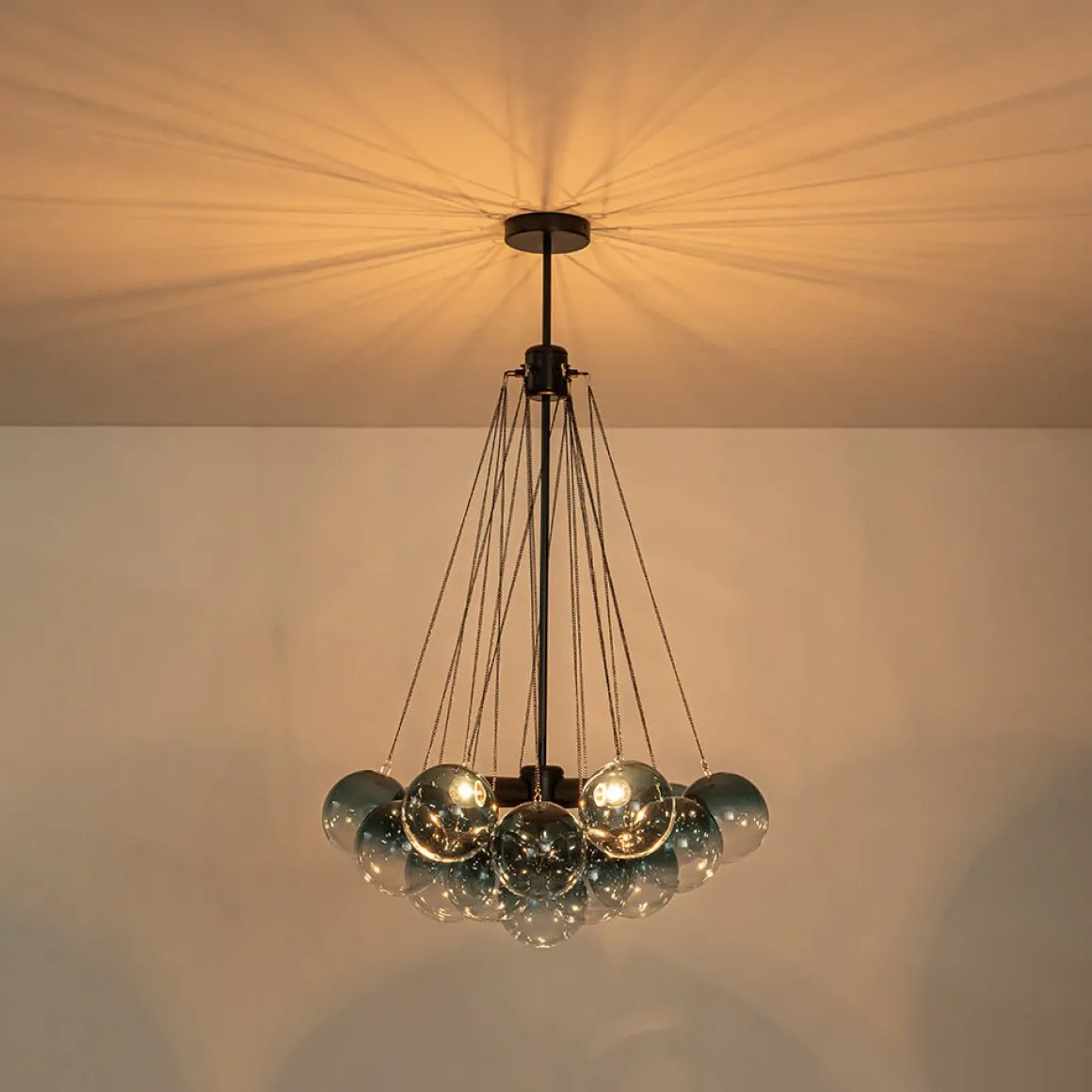 Art Deco Color Cluster Glass Globe Bubble Chandelier