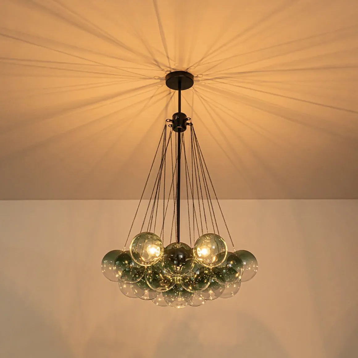 Art Deco Color Cluster Glass Globe Bubble Chandelier