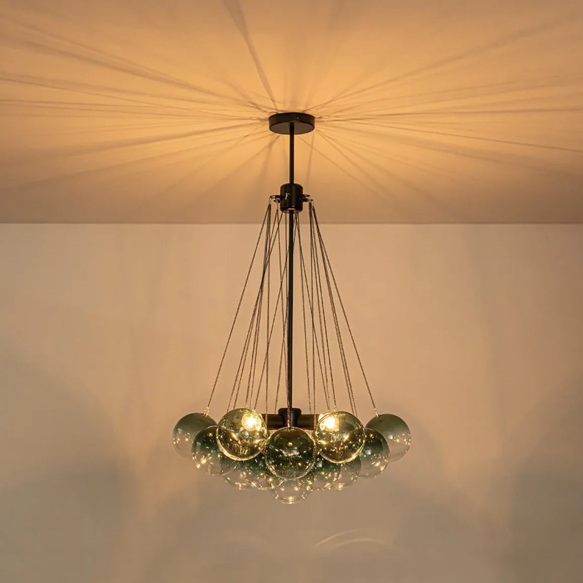 Art Deco Color Cluster Glass Globe Bubble Chandelier