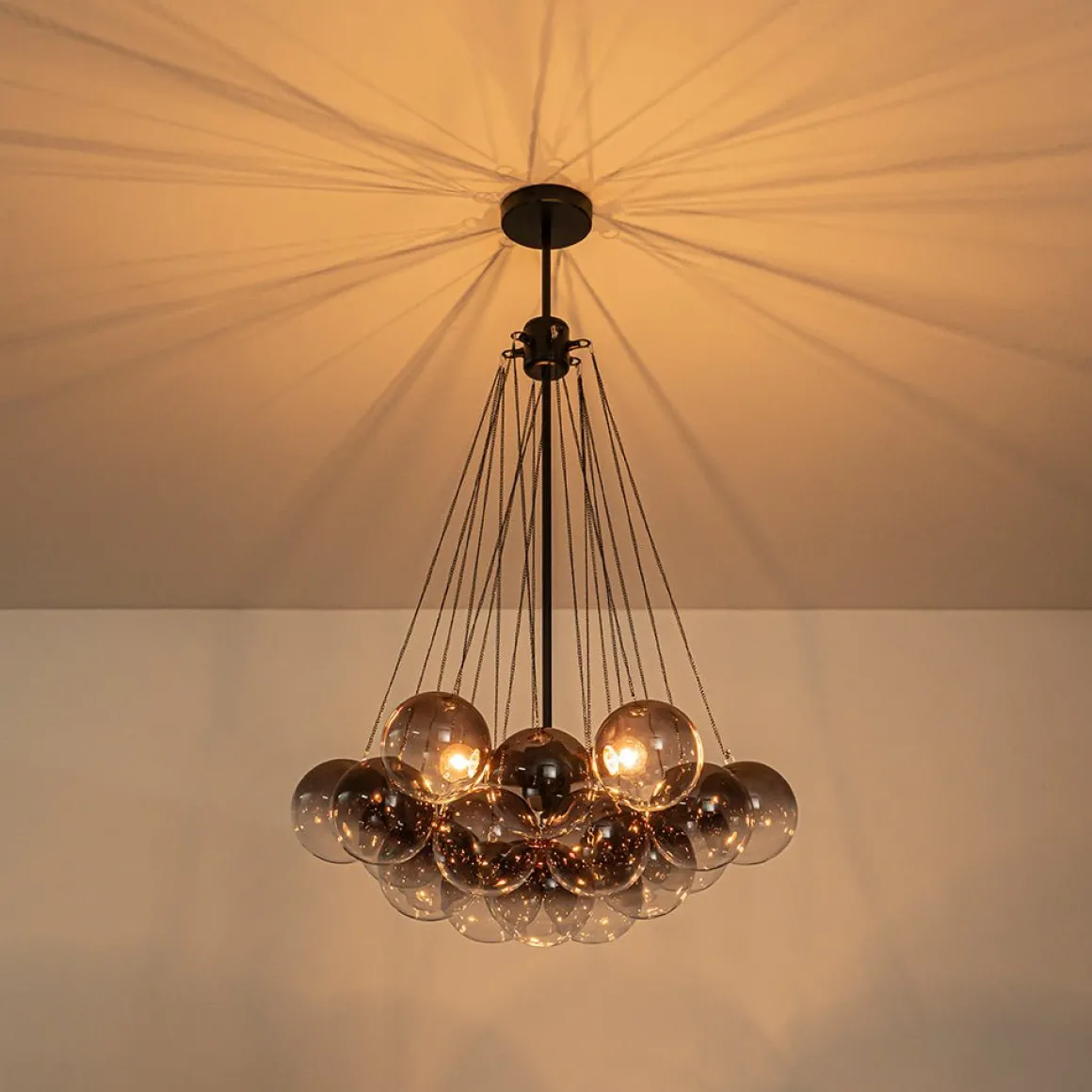 Art Deco Color Cluster Glass Globe Bubble Chandelier