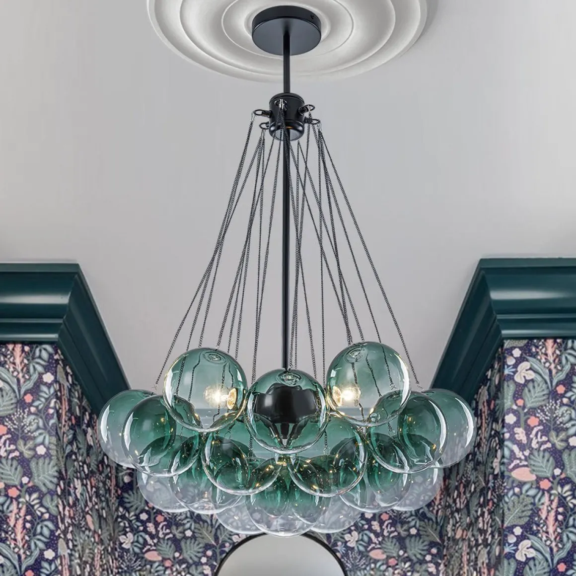 Art Deco Color Cluster Glass Globe Bubble Chandelier
