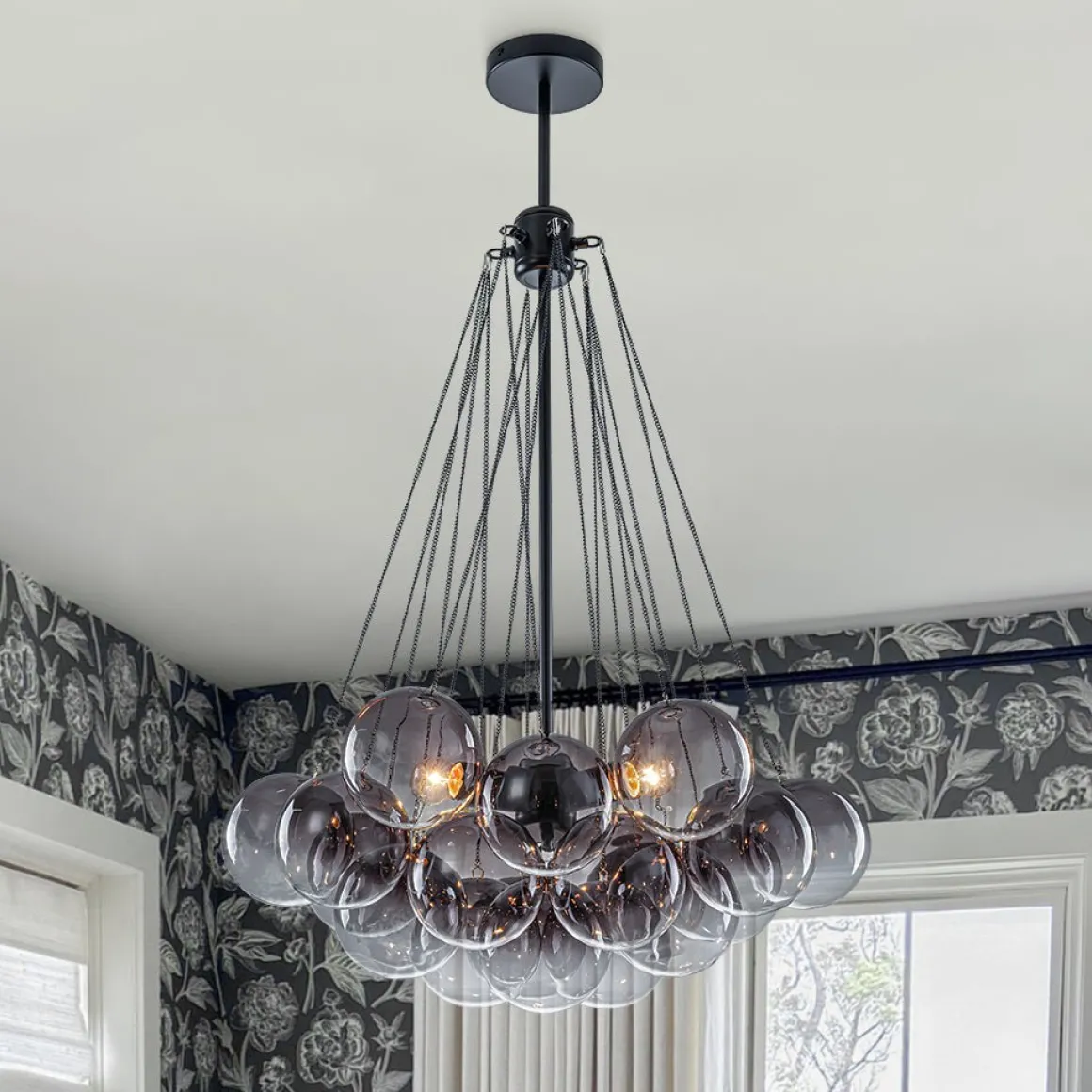 Art Deco Color Cluster Glass Globe Bubble Chandelier