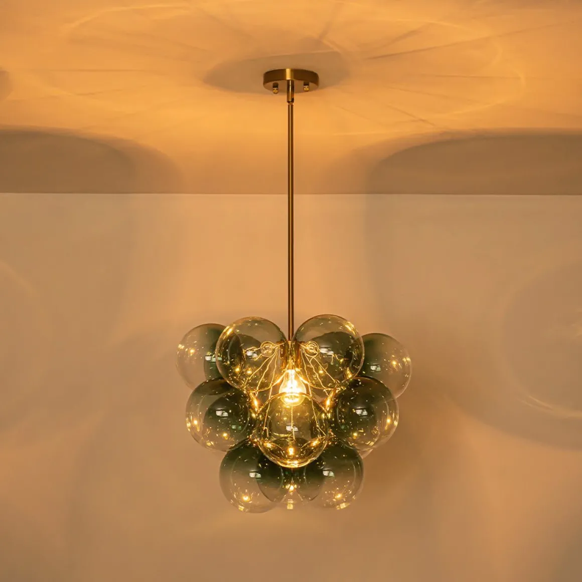 Art Deco Color 1-Light Cluster Glass Globe Bubble Chandelier