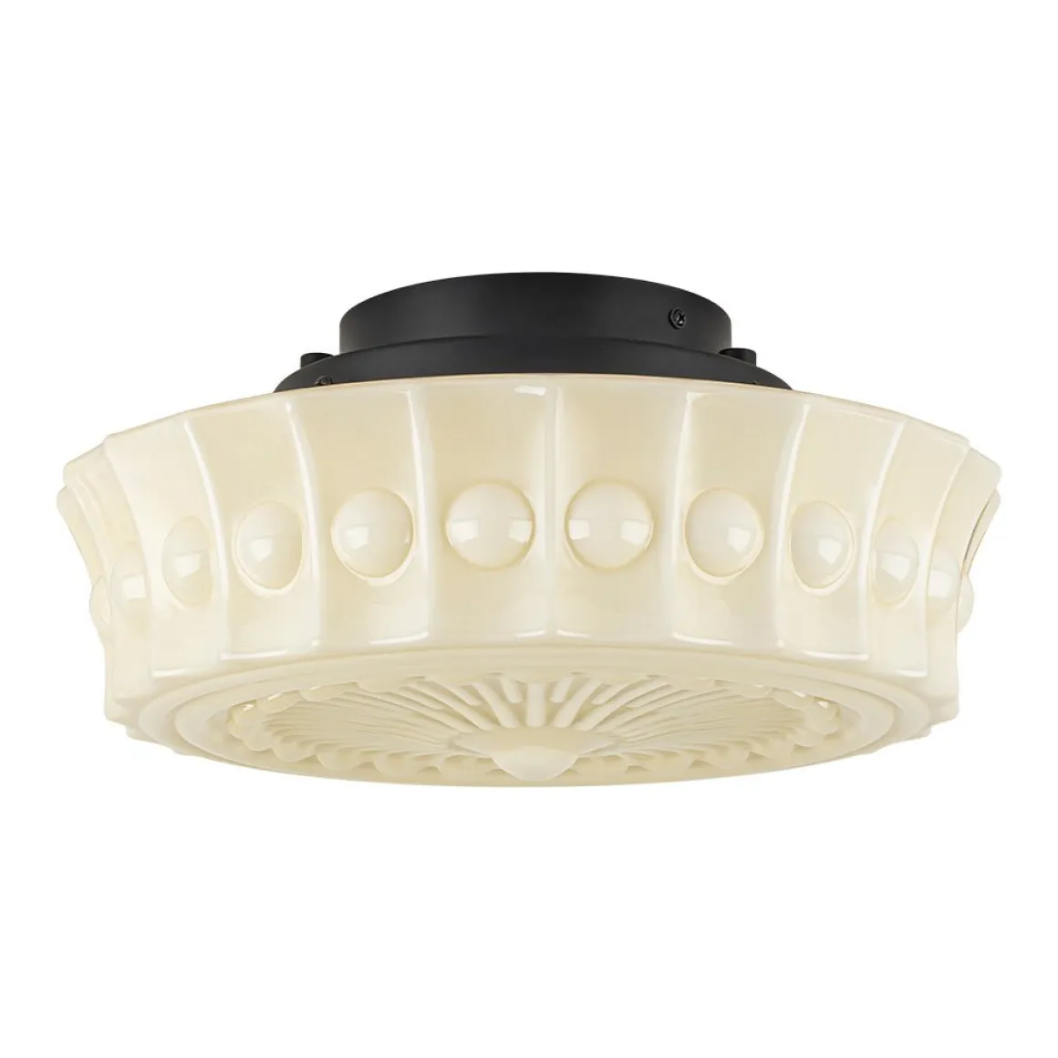 Art Deco Sculptural Milk Glass Schoolhouse LED Ceiling Light