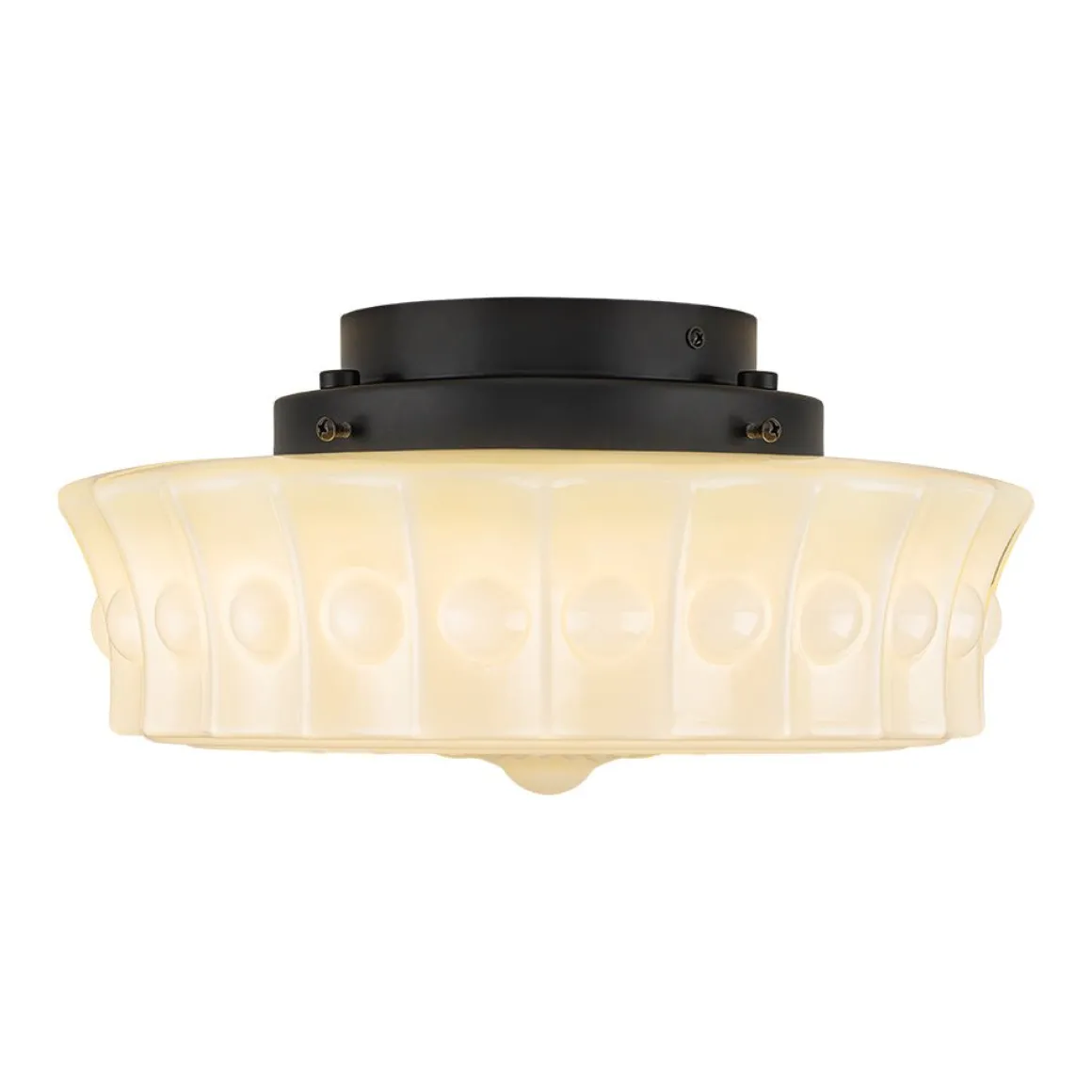Art Deco Sculptural Milk Glass Schoolhouse LED Ceiling Light