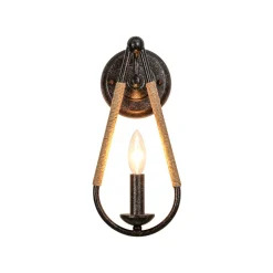 Barn 1-Light Hemp Rope Hanging Candle Style Wall Sconce