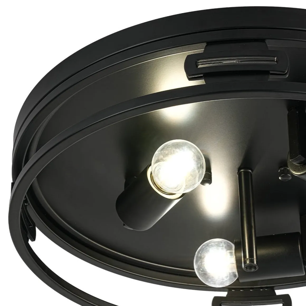 Black Round Frosted Crackled Glass Flush Mount Light
