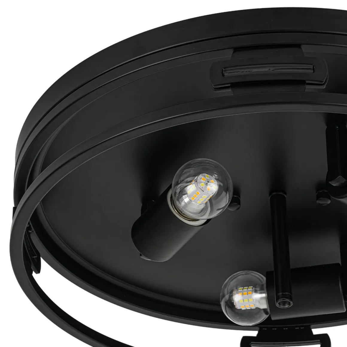Black Round Frosted Crackled Glass Flush Mount Light
