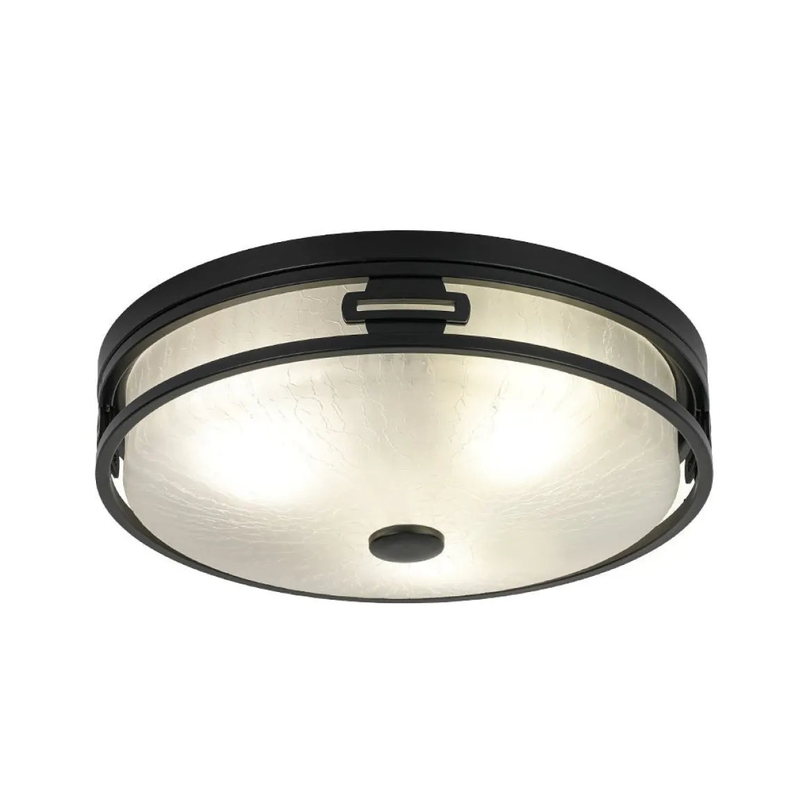 Black Round Frosted Crackled Glass Flush Mount Light