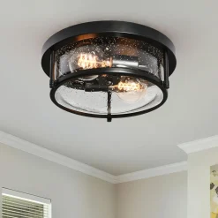 Black Seeded Glass Flush Mount