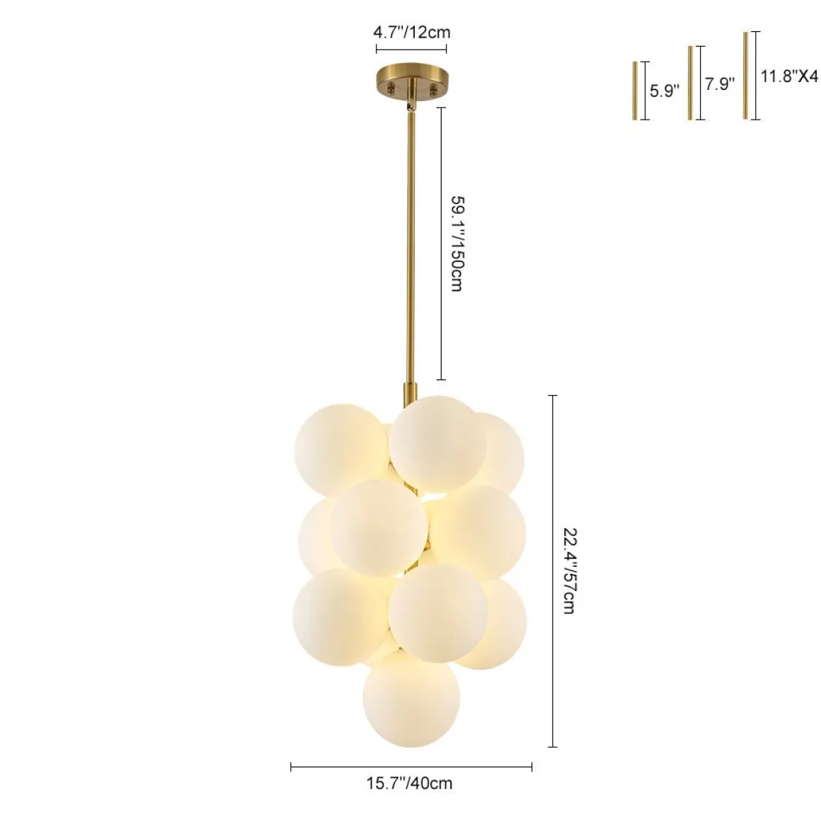 Bloom Brass Cluster Opal Glass Globe Bubble Chandelier