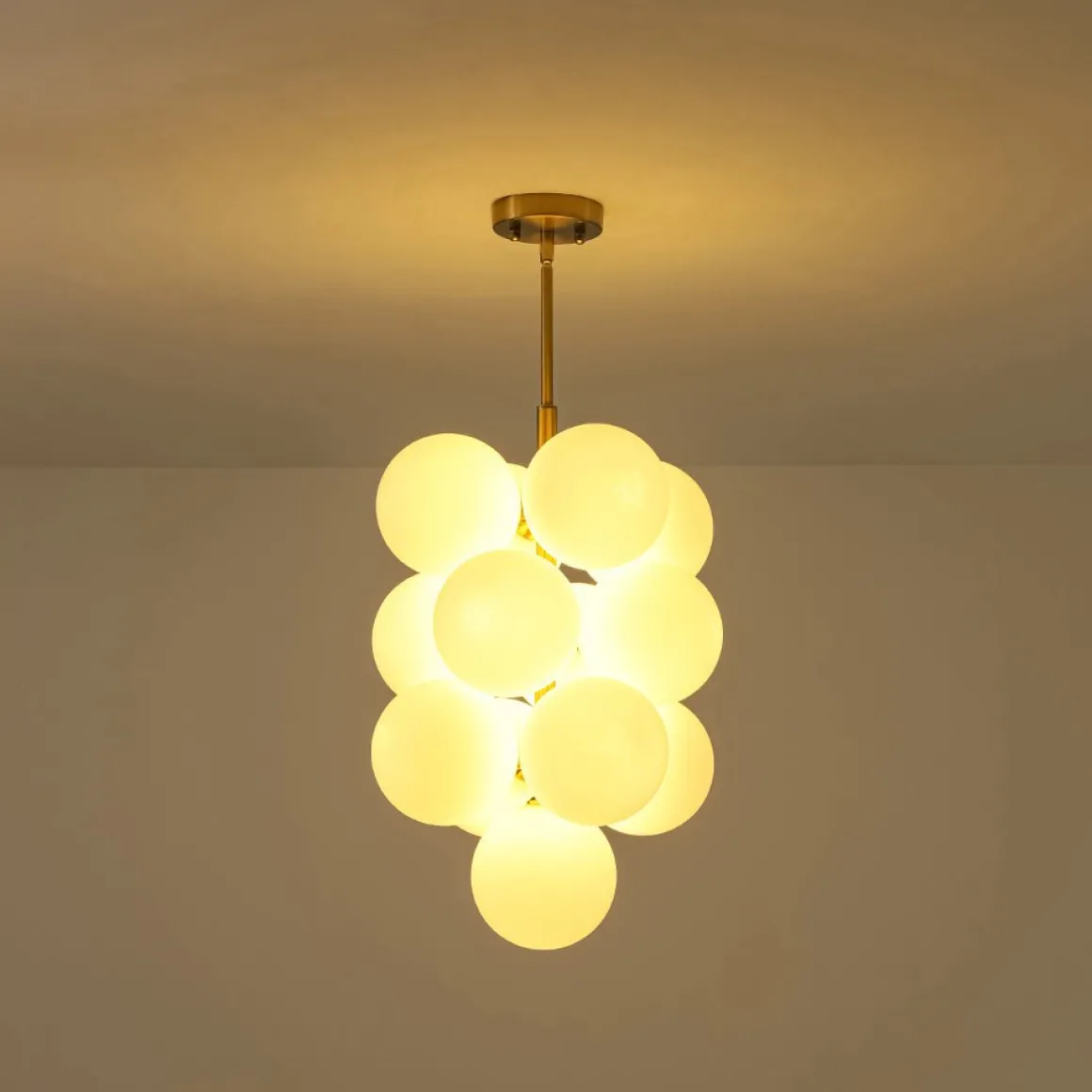 Bloom Brass Cluster Opal Glass Globe Bubble Chandelier