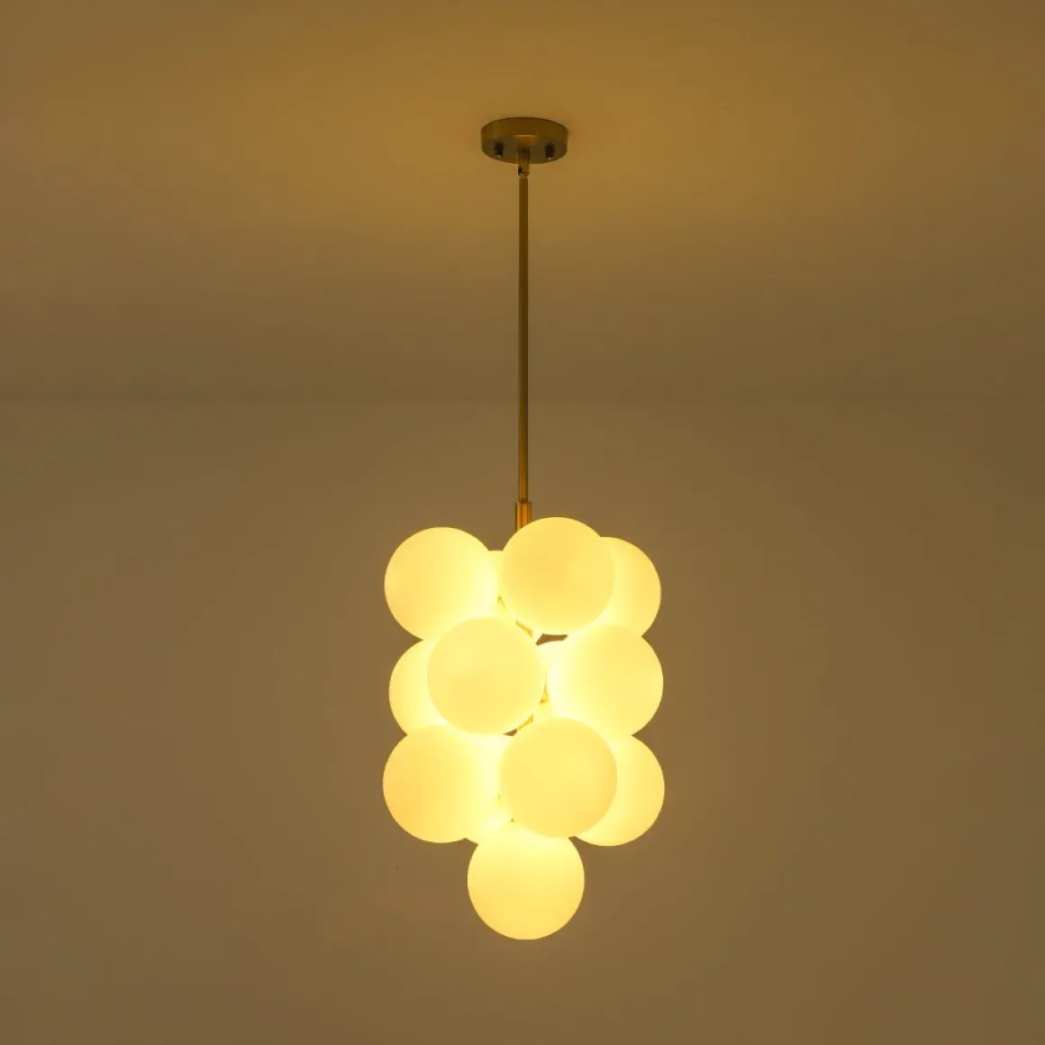 Bloom Brass Cluster Opal Glass Globe Bubble Chandelier