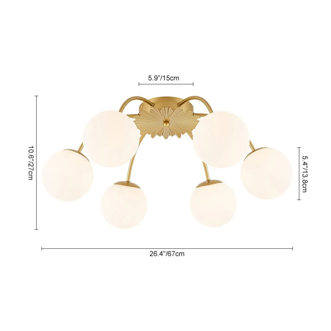 Bloom Dimmable Opal Glass Globe Bubble Semi Flush Chandelier