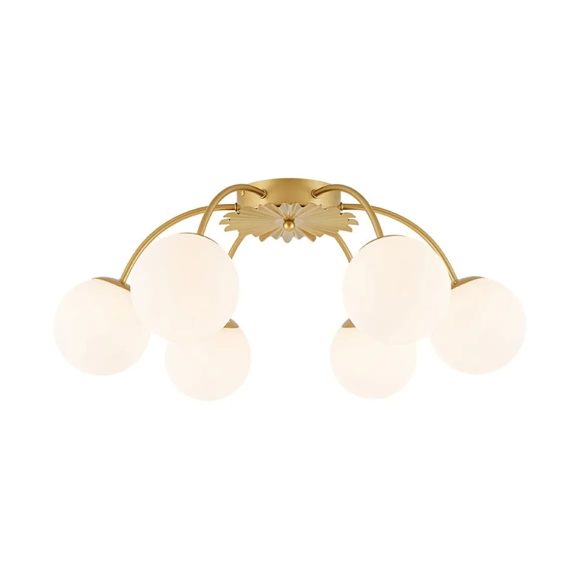 Bloom Dimmable Opal Glass Globe Bubble Semi Flush Chandelier