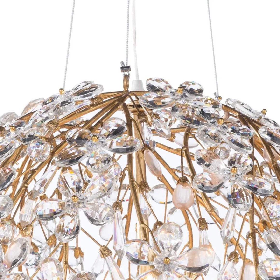 Bloom French Gold Blossom Crystal Floral Orb Chandelier