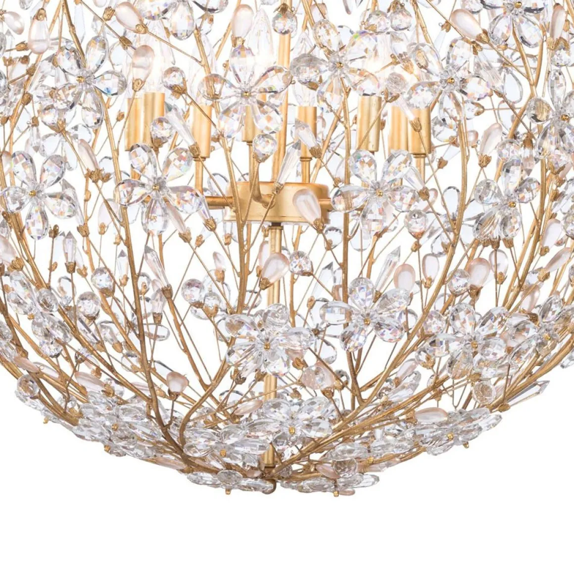 Bloom French Gold Blossom Crystal Floral Orb Chandelier