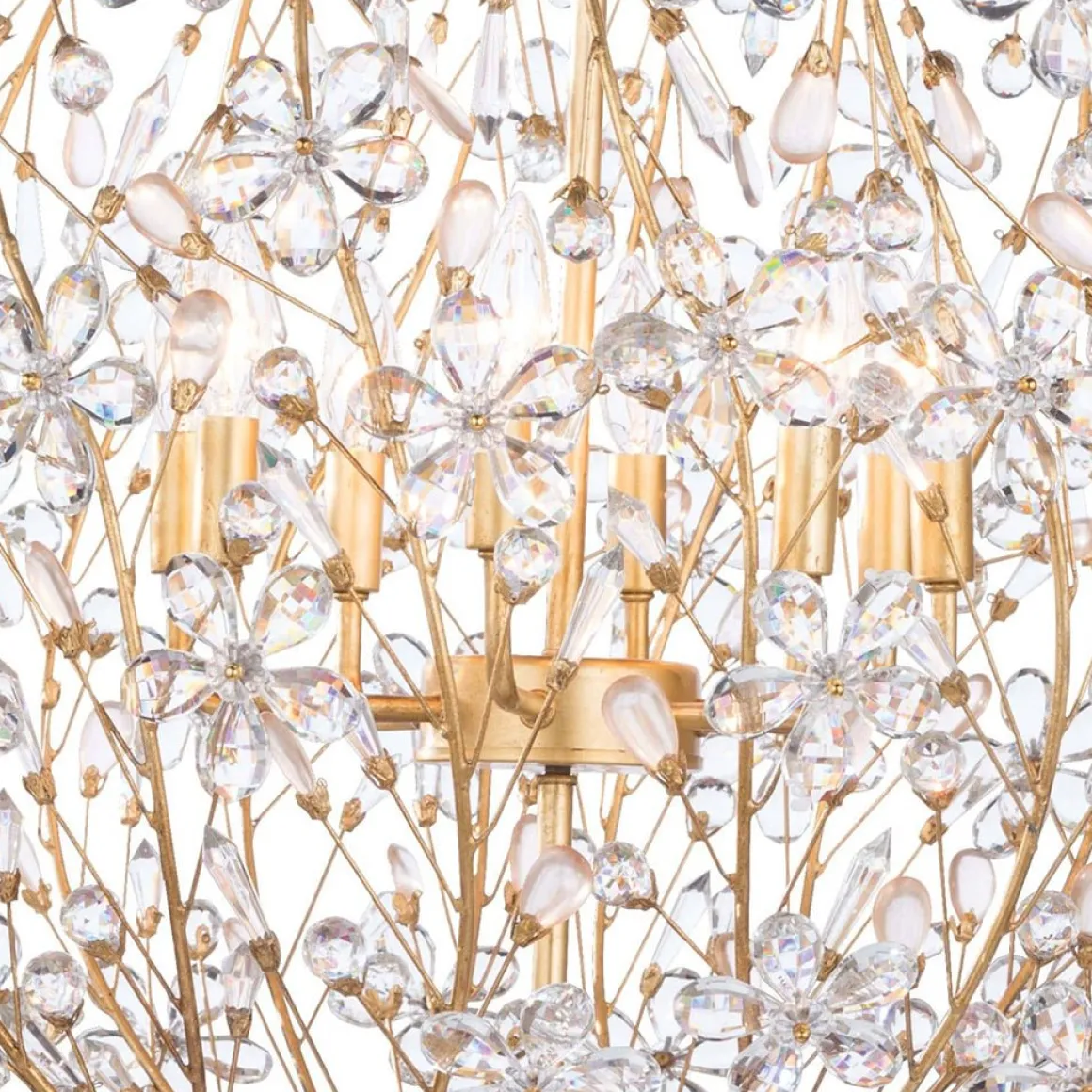 Bloom French Gold Blossom Crystal Floral Orb Chandelier