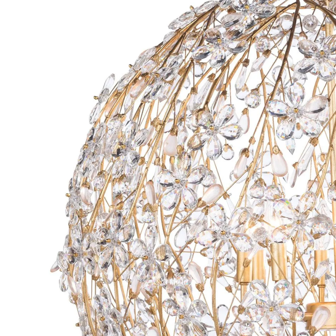 Bloom French Gold Blossom Crystal Floral Orb Chandelier