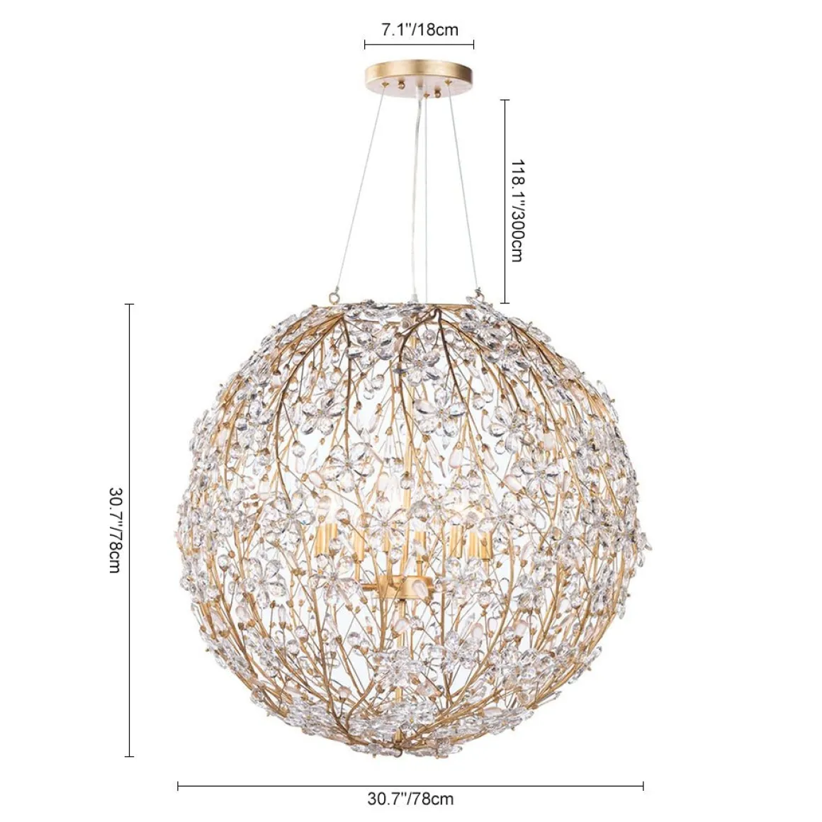 Bloom French Gold Blossom Crystal Floral Orb Chandelier