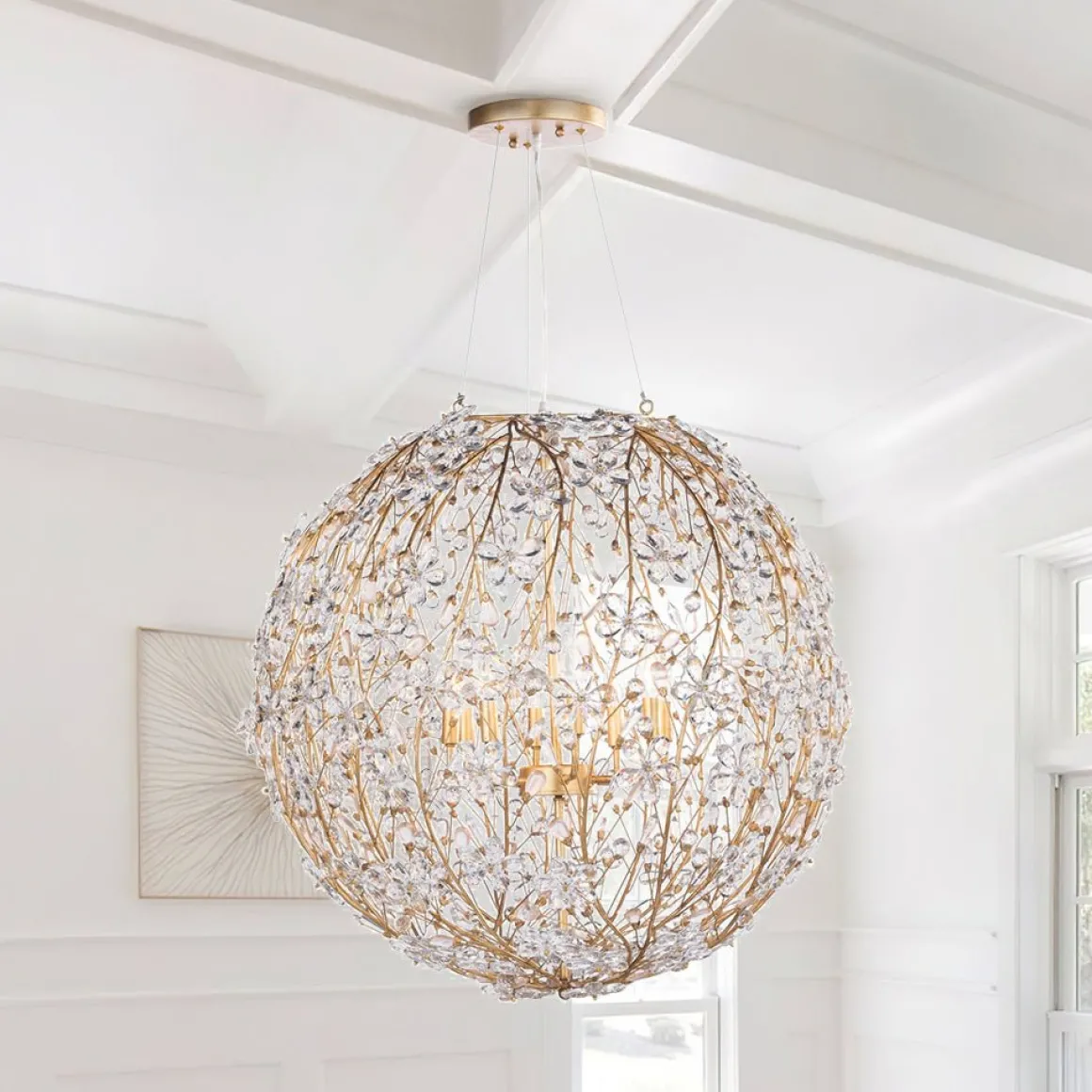 Bloom French Gold Blossom Crystal Floral Orb Chandelier