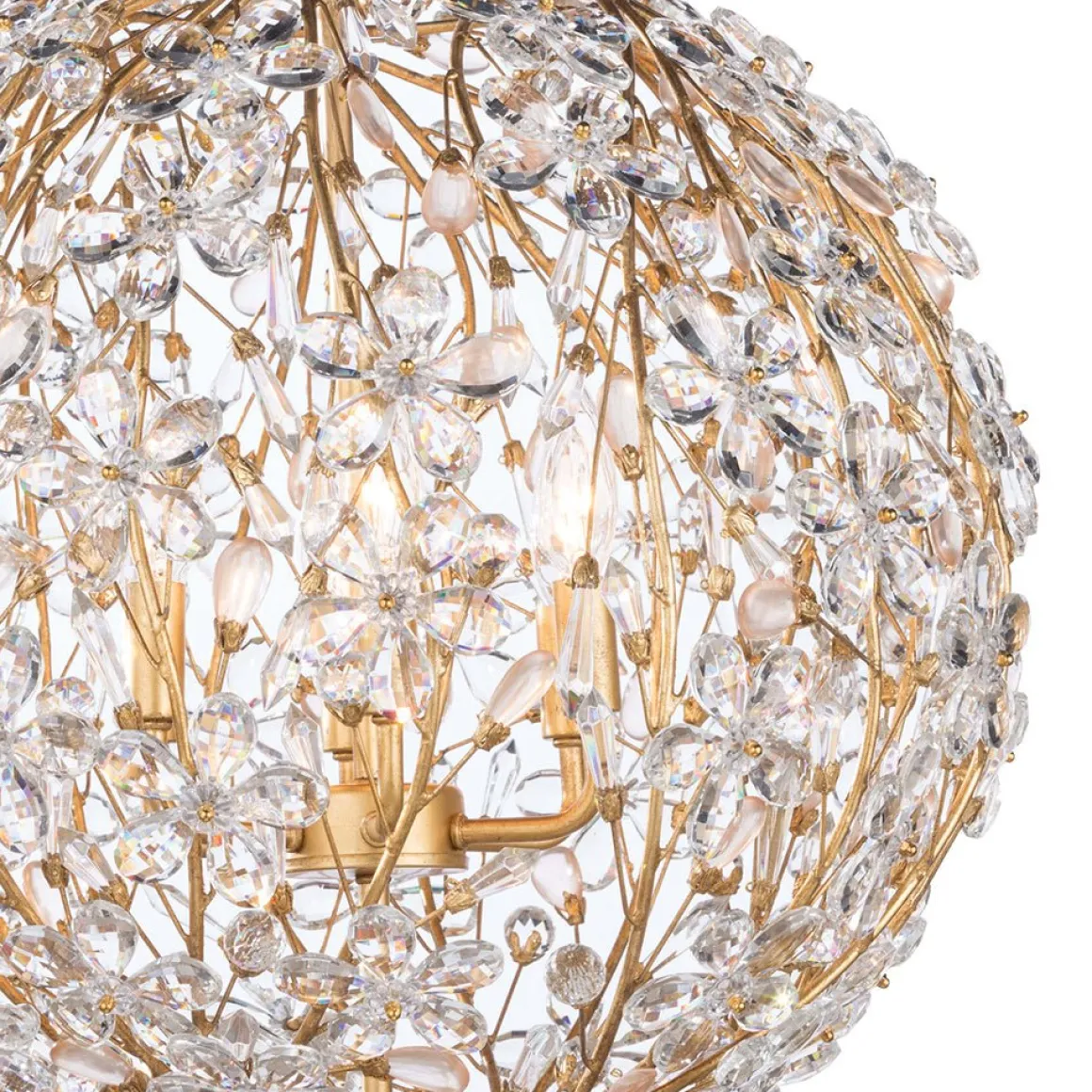 Bloom French Gold Blossom Crystal Floral Orb Chandelier
