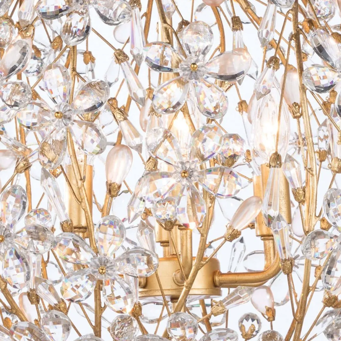Bloom French Gold Blossom Crystal Floral Orb Chandelier