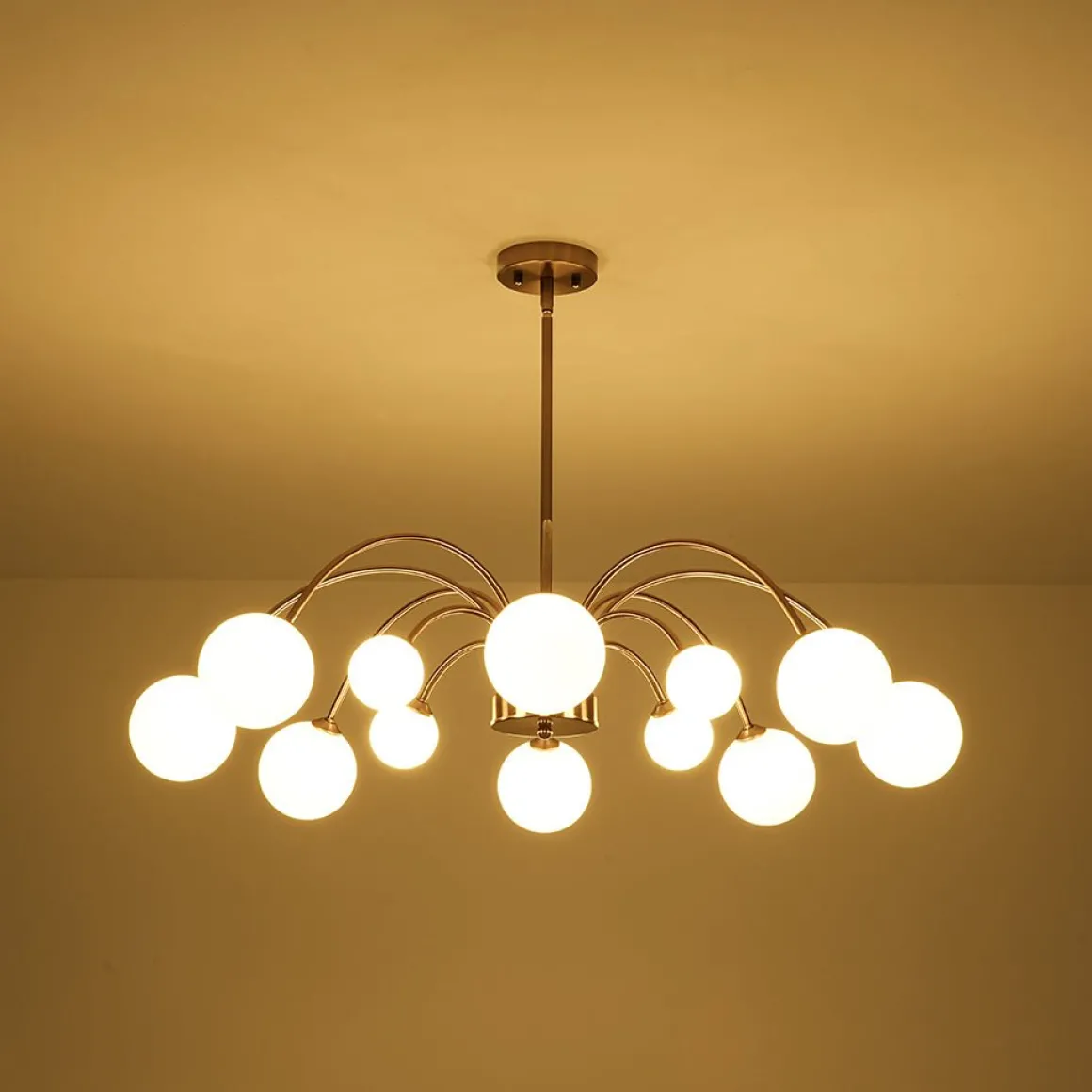 Bloom Frosted Glass Bubble Arched Arm Sputnik Chandelier