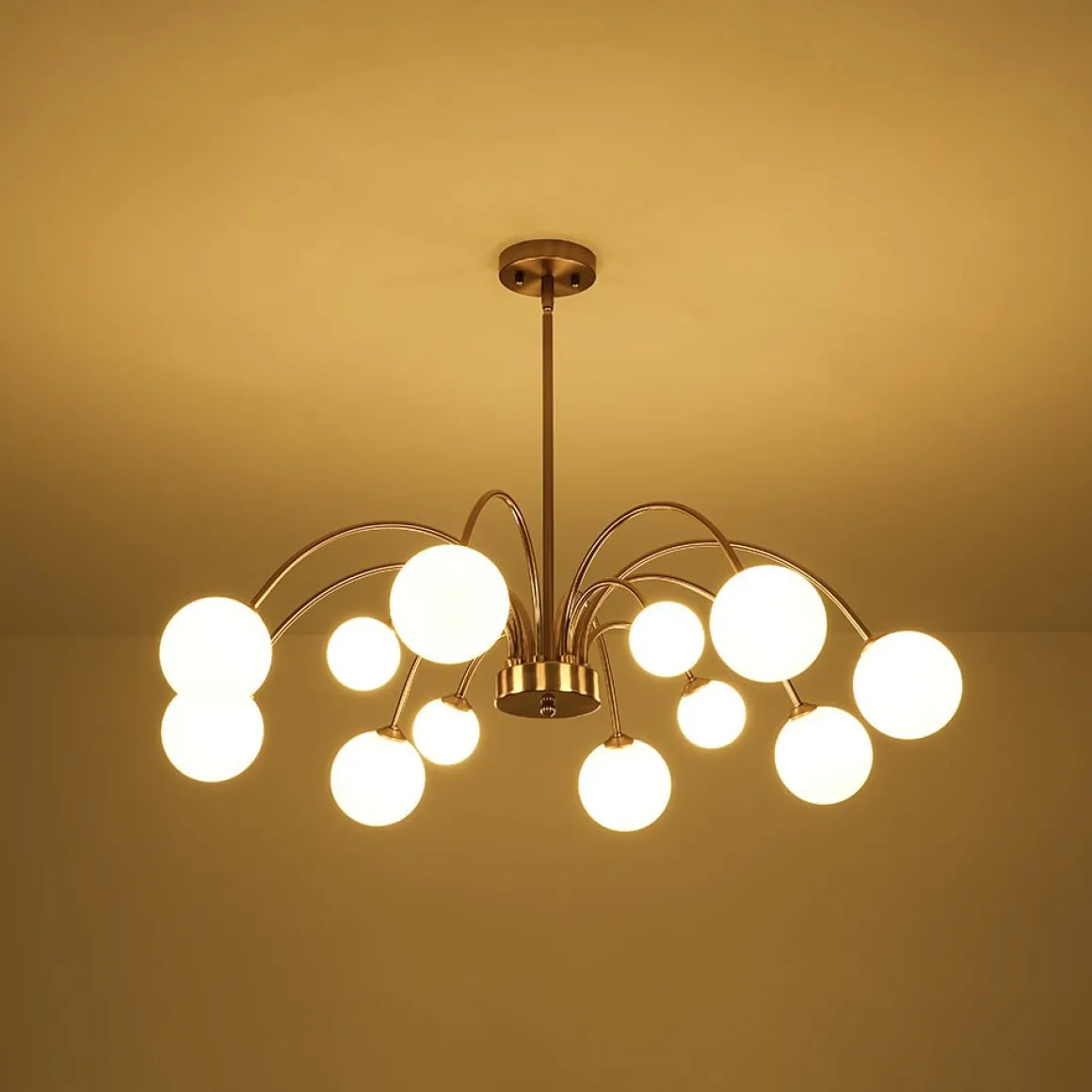 Bloom Frosted Glass Bubble Arched Arm Sputnik Chandelier