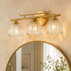 Bloom 3-Light Pleated Clear Glass Flower Vanity Wall Sconce