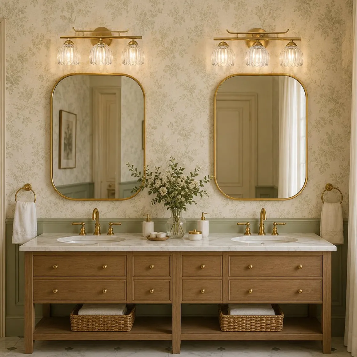 Bloom 3-Light Pleated Clear Glass Flower Vanity Wall Sconce