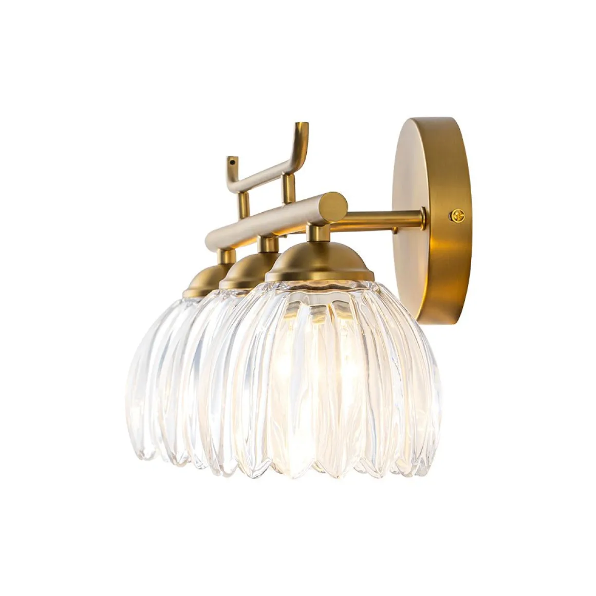 Bloom 3-Light Pleated Clear Glass Flower Vanity Wall Sconce