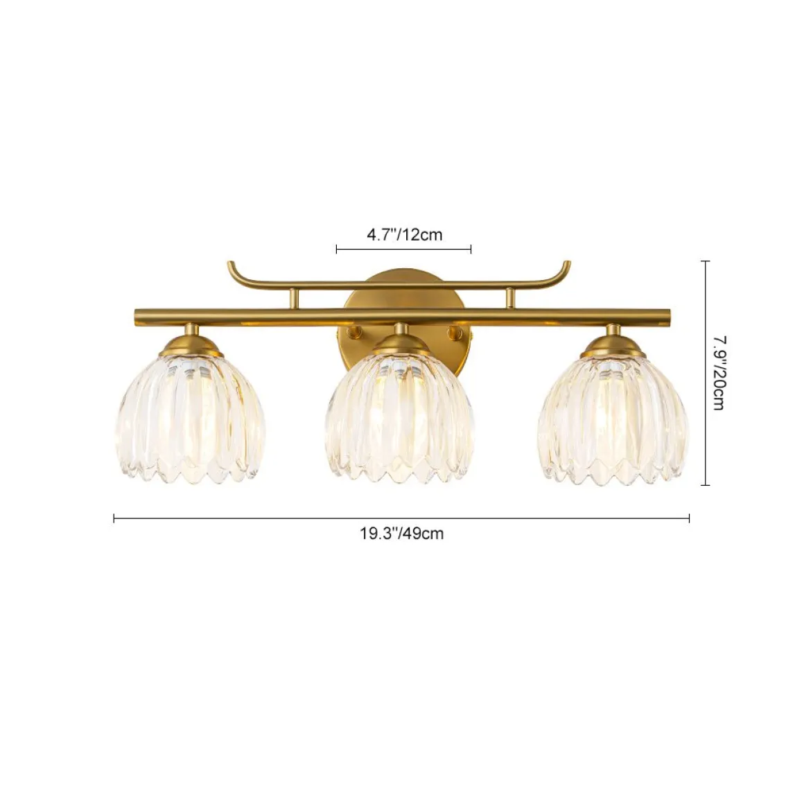 Bloom 3-Light Pleated Clear Glass Flower Vanity Wall Sconce