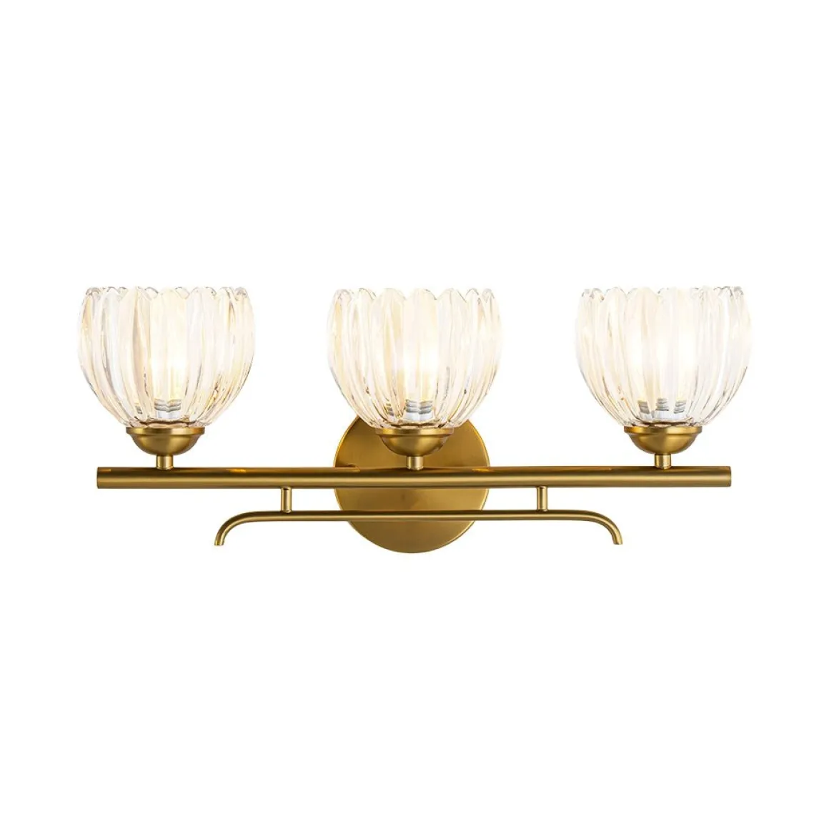 Bloom 3-Light Pleated Clear Glass Flower Vanity Wall Sconce