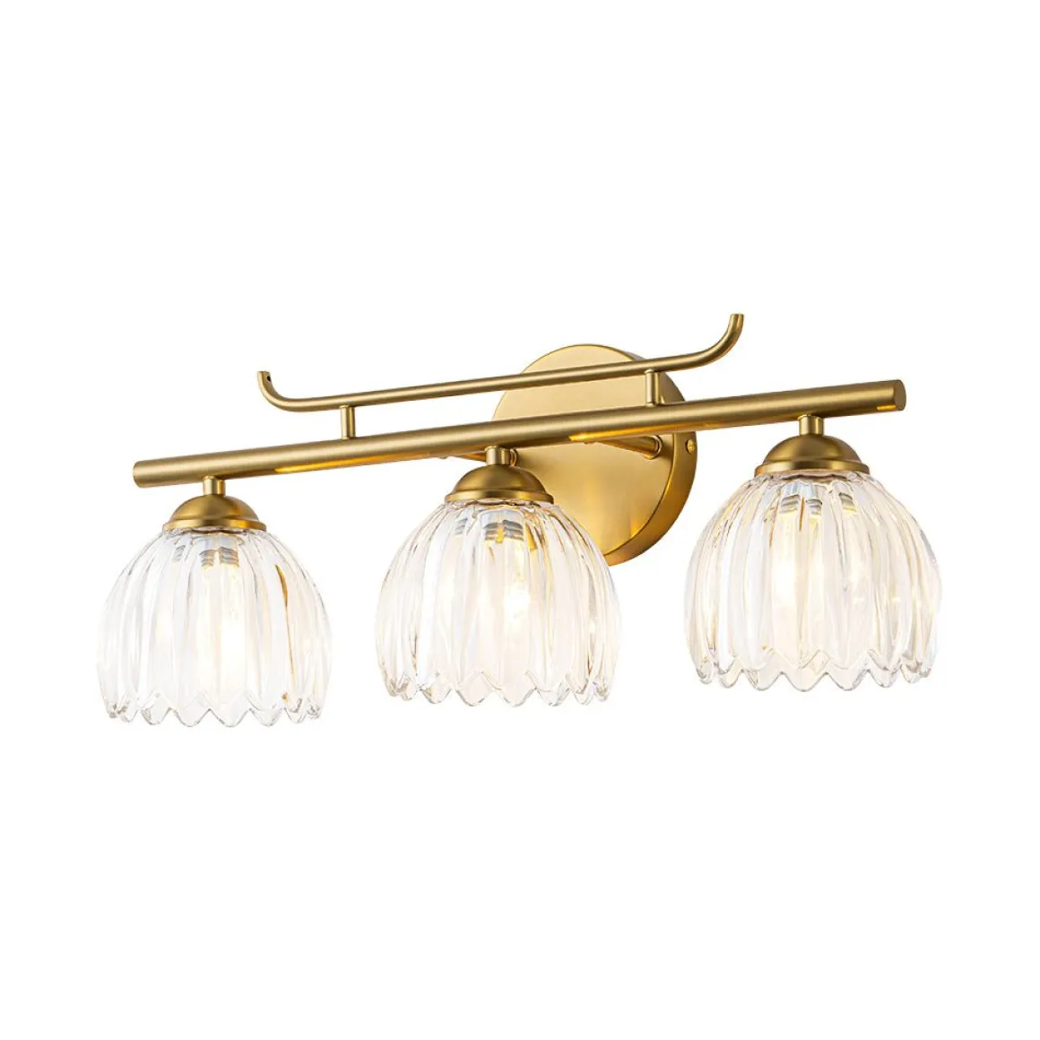 Bloom 3-Light Pleated Clear Glass Flower Vanity Wall Sconce