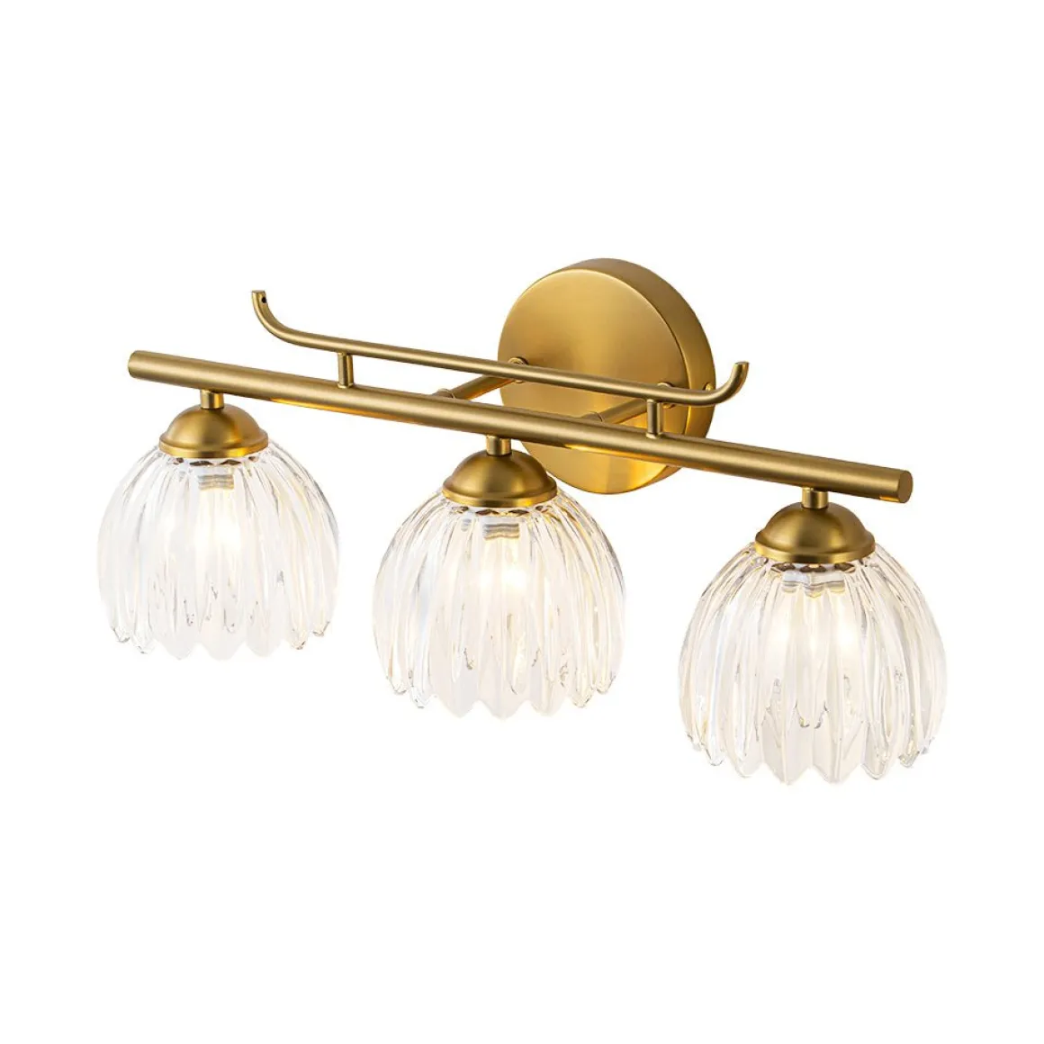 Bloom 3-Light Pleated Clear Glass Flower Vanity Wall Sconce