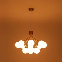 Bloom Opal Glass Bubble Tiered Sputnik Semi Flush Chandelier